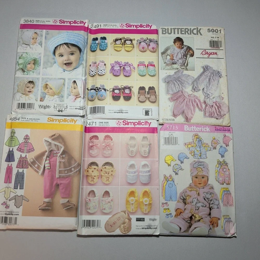 Lot of 11 Baby Toddler Sewing Patterns Uncut Shoes Dress Accessories